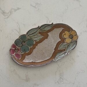 JUDY BRATER Hand Crafted Art Pottery Tray  Artist Hand Signed